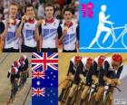 Πόντιουμ ποδηλασία άσκηση στίβου ανδρών 4000m ομάδων, Ηνωμένο Βασίλειο, η Αυστραλία και η Νέα Ζηλανδία - London 2012-